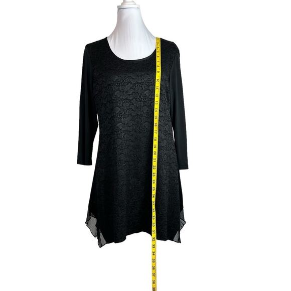 Peter Nygard Dress Black Womens Size M Black Lace Mini Witchy Whimsigoth Tunic - Picture 4 of 8
